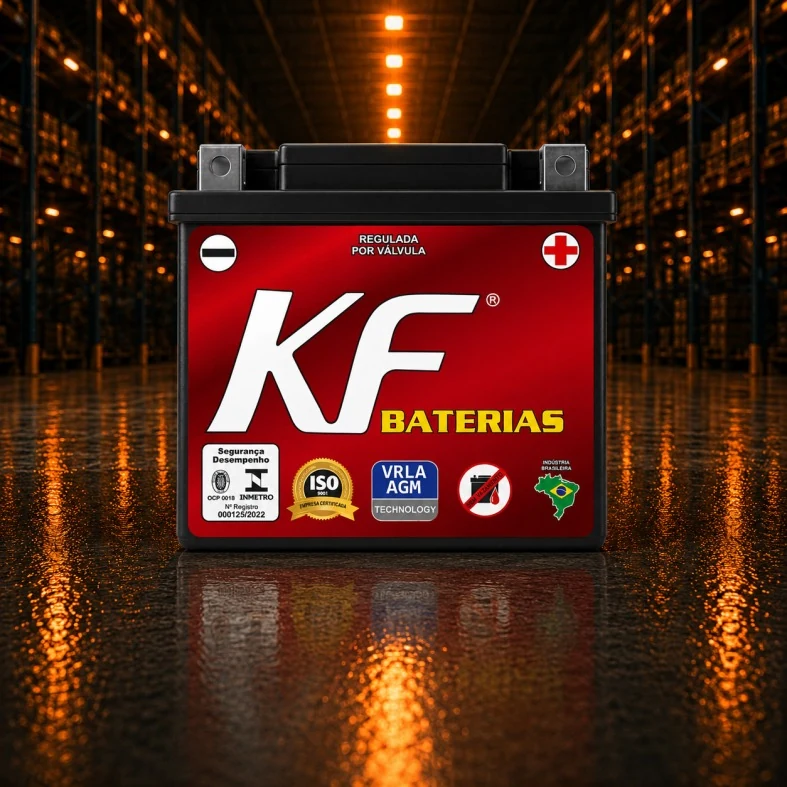Bateria de moto KF comercializada pela Onix Representações